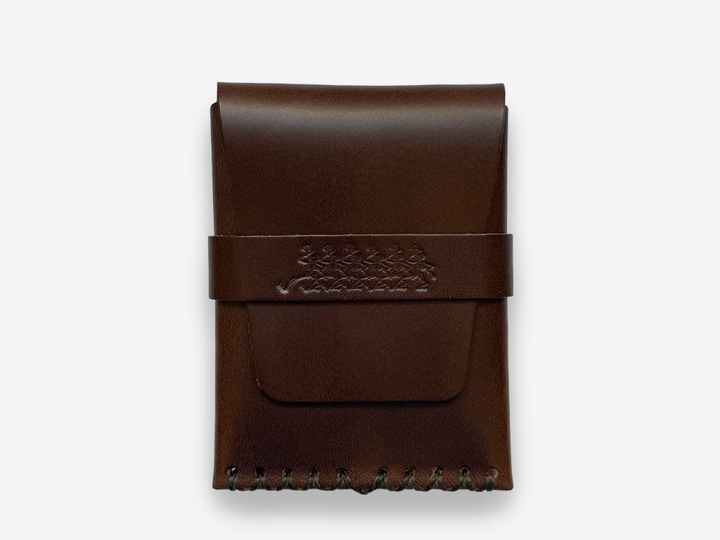 No. 155-GD Card Case with Flap Skel, Dark Brown