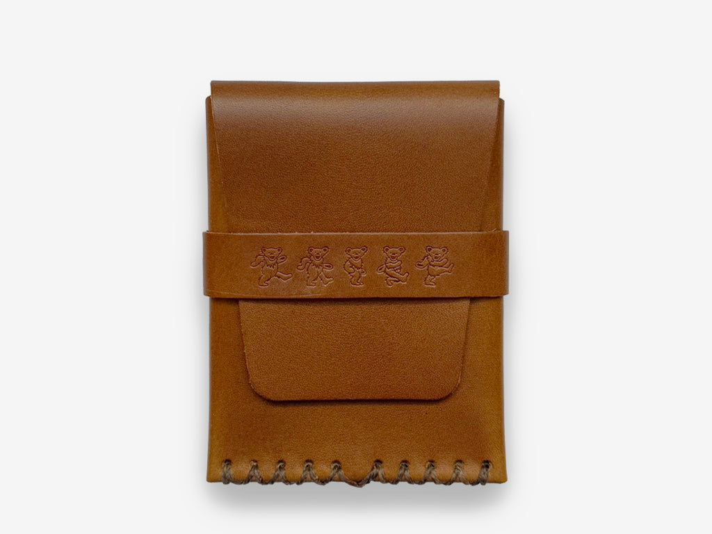 No. 155-GD Card Case with Flap Bears, Tan