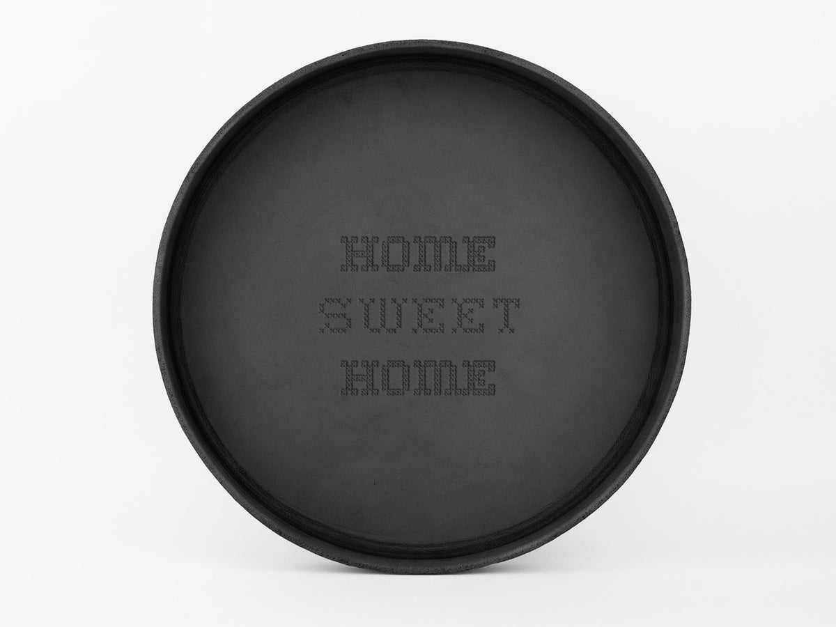 No. 472 Large Circle Leather Valet Tray, Black