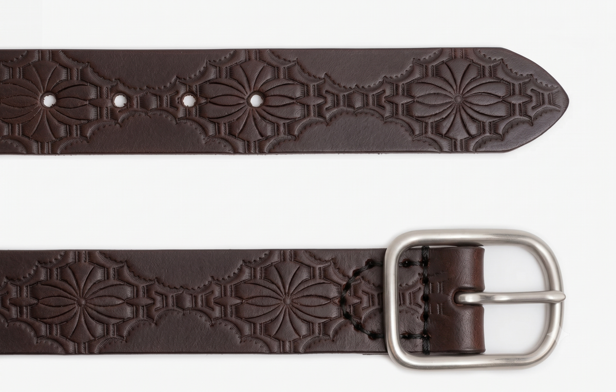 No. 288 Western Debossed Center Bar Belt, Dark Brown