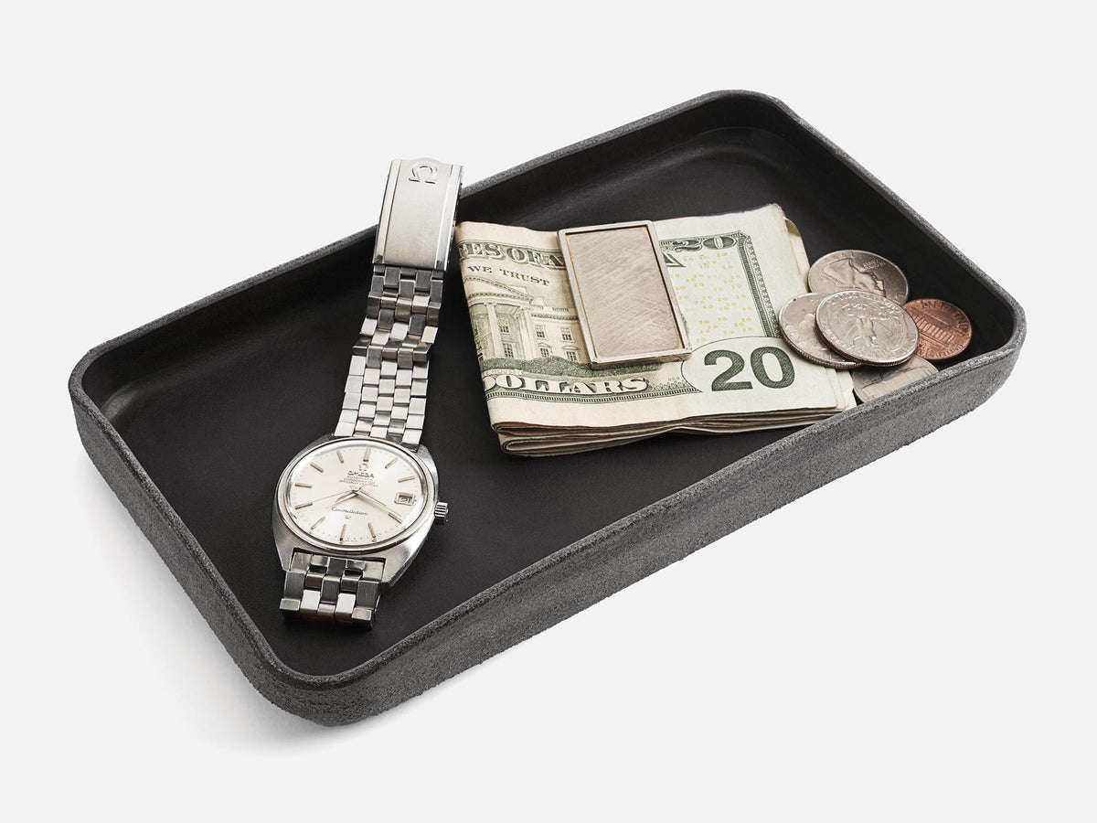 No. 309-GD Leather Valet Tray Skel, Black