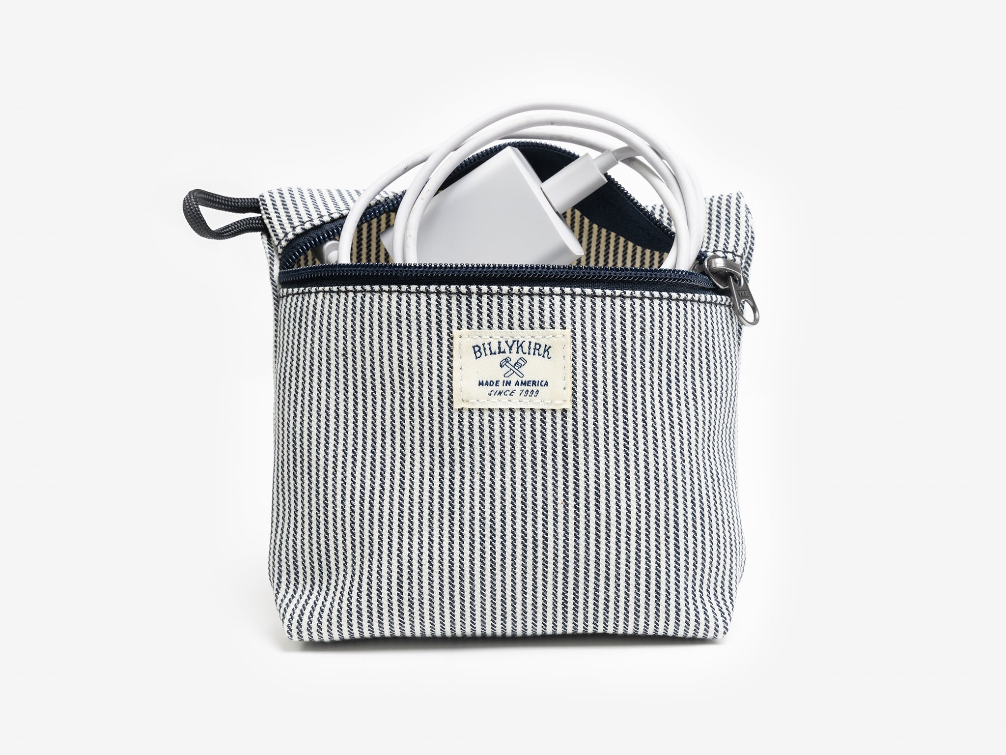 No. 302 Standard Issue Cable Pouch, Ivory & Navy Stripe