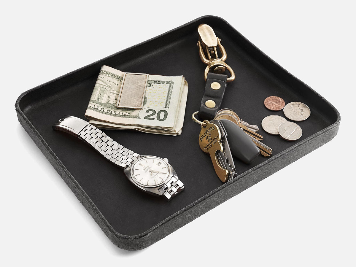 No. 471 Large Leather Valet Tray, Black